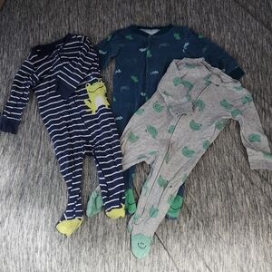 Carter's Child of Mine Frog and Stripes Footies - Navy, Gray, Green
